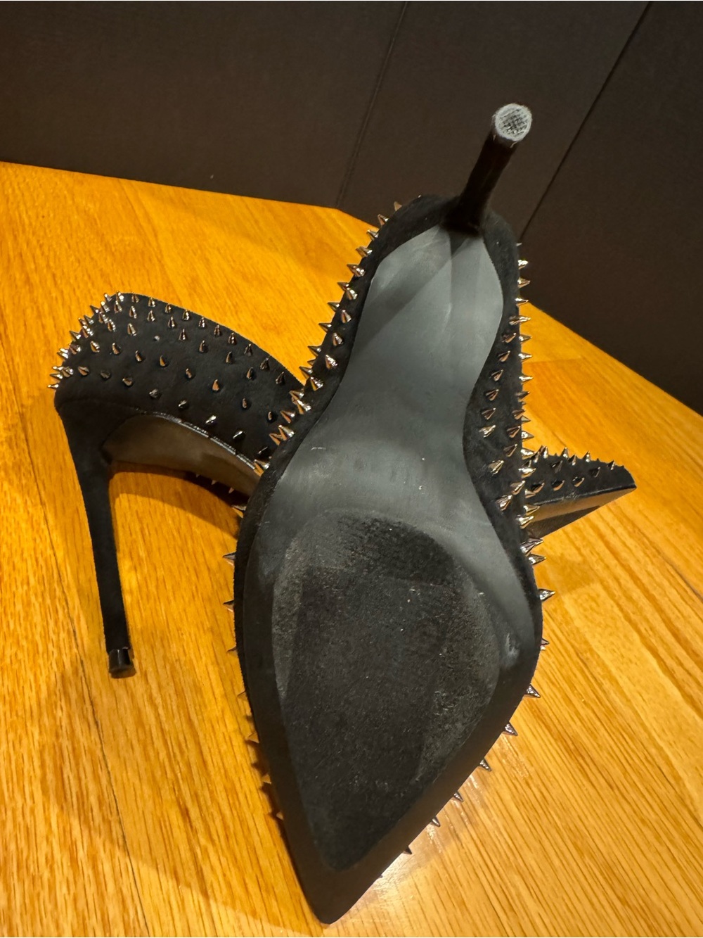 Steve Madden Vala Black Silver Stud Spike Pointed-Toe Stilettos 4” heel: size 7 - Picture 9 of 12